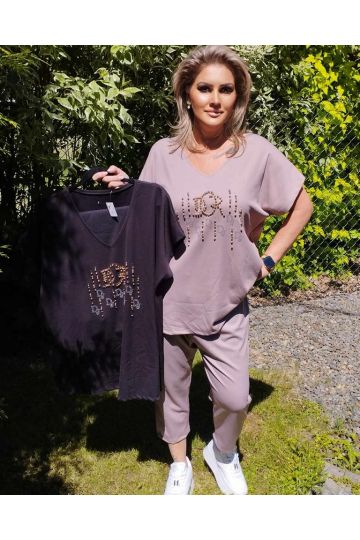 Dámský komplet v černé a hnědé barvě Claire