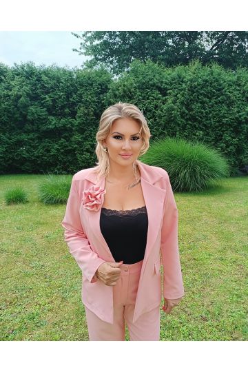 Dámský elegantní kalhotový  kostýmek Valerie v bílé, fuschiové, světle růžové a růžové barvě