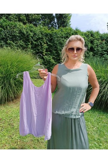 Dámské hedvábné tílko ve fialové a zelené barvě Taylor