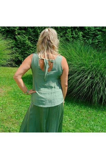 Dámské hedvábné tílko ve fialové a zelené barvě Taylor