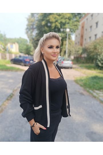 Dámský sportovní komplet kalhot a mikiny v černé a hnědé barvě Emerson