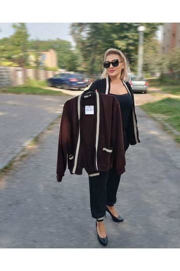 Dámský sportovní komplet kalhot a mikiny v černé a hnědé barvě Emerson