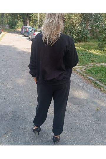 Dámský sportovní komplet kalhot a mikiny v černé a hnědé barvě Emerson