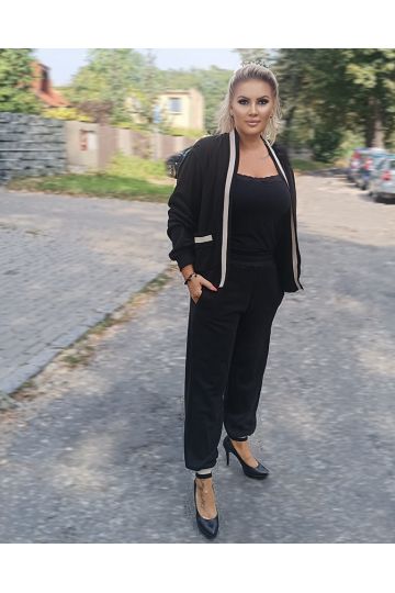 Dámský sportovní komplet kalhot a mikiny v černé a hnědé barvě Emerson