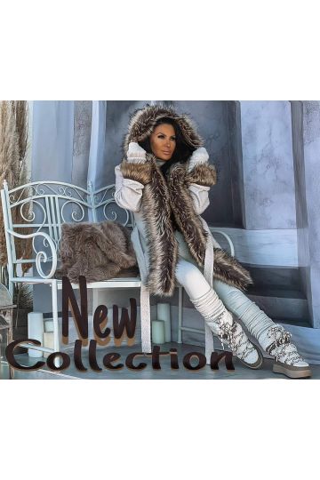 Luxusní béžový kabát s bohatou kožešinou Logan značky Zocco