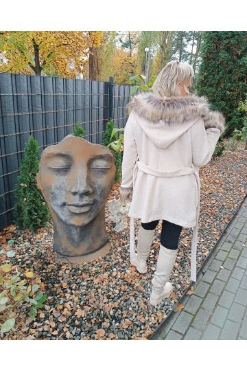 Luxusní béžový kabát s bohatou kožešinou Logan značky Zocco