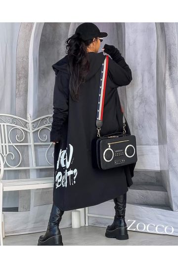 Dlouhý mikinový kabát Shiloh značky Zocco v černé a béžové barvě