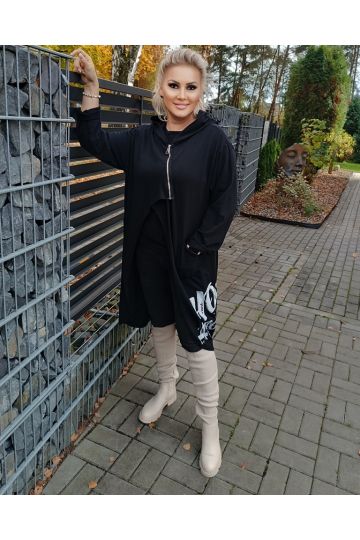 Dlouhý mikinový kabát Shiloh značky Zocco v černé a béžové barvě