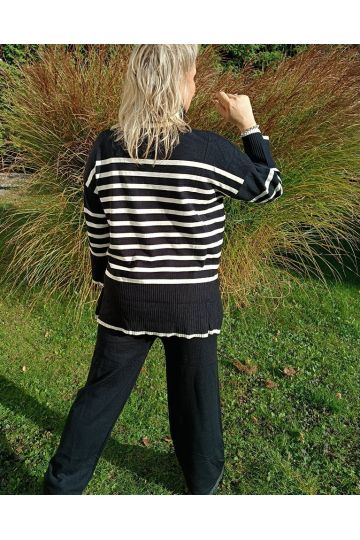 Dámský úpletový komplet v béžové a černé barvě Theodore