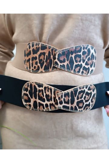 Dámský elastický gumový opasek s leopardím vzorem Kyren