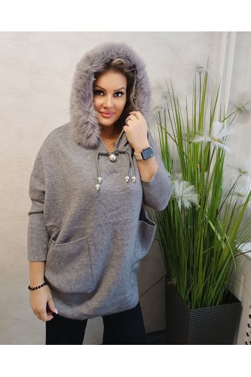 Dámský luxusní oversize svetr Nicole s kožešinou v různých barvách