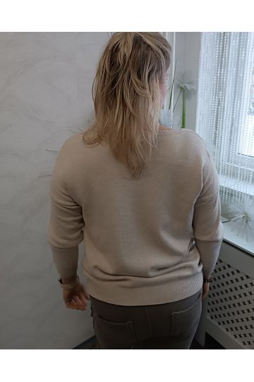 Dámský lehký svetr Koki ve světle béžové a hnědé barvě