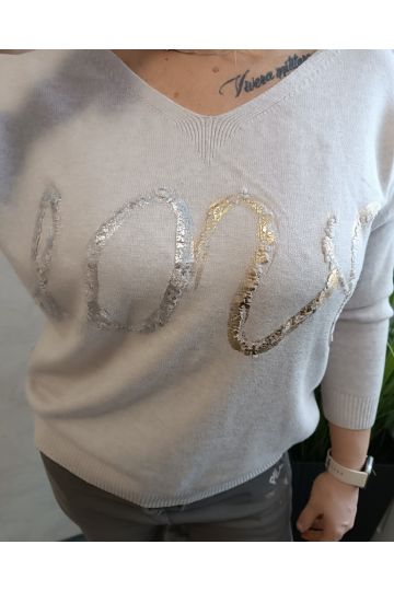 Dámský lehký svetr Koki ve světle béžové a hnědé barvě