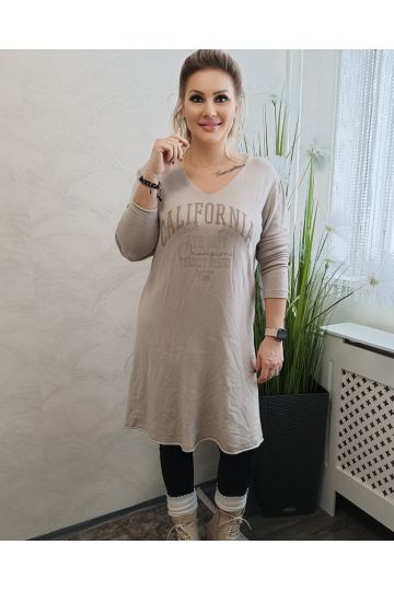 Dámské lehké úpletové šaty Bejby v bežové , hnědé a zelené barvě