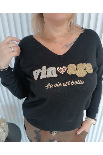 Dámský lehký svetr v hnědé a černé barvě Anneli