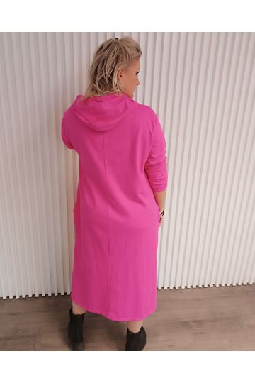 Dámské mikinové šaty Dhabí s kapucí v růžové, zelené, světle béžové a hnědé barvě