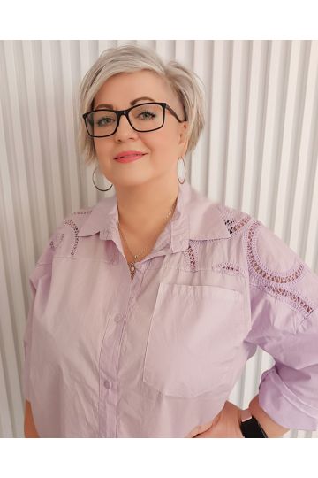 Dámská oversize košile Kasio v bílé a fialové barvě