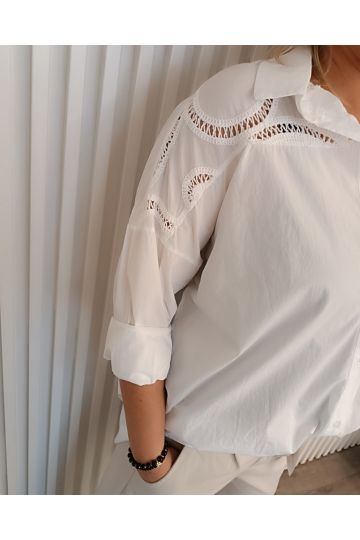 Dámská oversize košile Kasio v bílé a fialové barvě