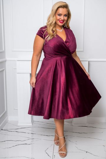 Dámské společenské šaty NICOL BURGUND VELURE