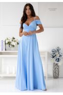 Dámské společenské dlouhé světle modré šaty VALENTINA
