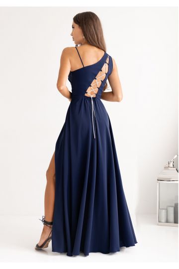 Dámské společenské dlouhé modré šaty MONAKO GRANÁT