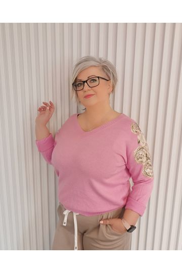 Dámský luxusní svetr Záře ve žluté, modré, světle a tmavě růžové barvě