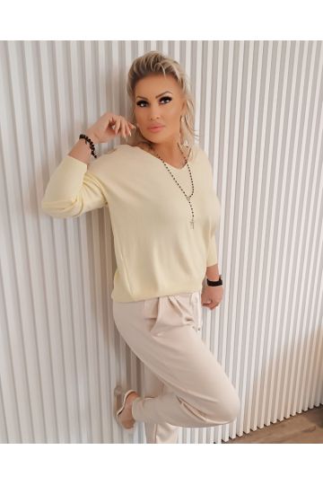 Dámský luxusní svetr Záře ve žluté, modré, světle a tmavě růžové barvě