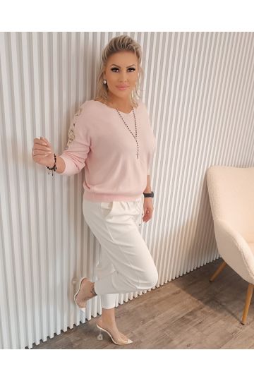 Dámský luxusní svetr Záře ve žluté, modré, světle a tmavě růžové barvě