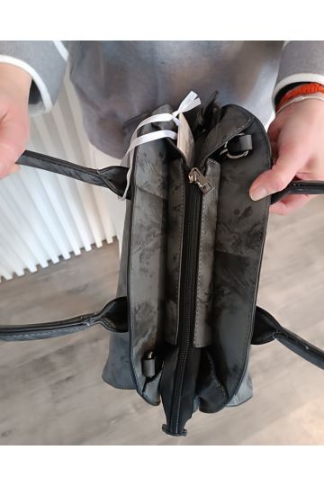 Dámská velká kabelka Sisi v kombinaci hnědočerné a šedočerné barvy