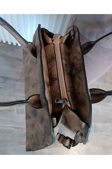 Dámská velká kabelka Sisi v kombinaci hnědočerné a šedočerné barvy