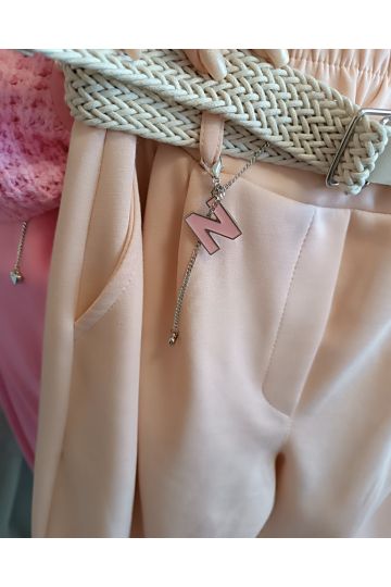 Dámské elastické kalhoty  Italy  s opaskem v růžové, meruňkové a modré barvě