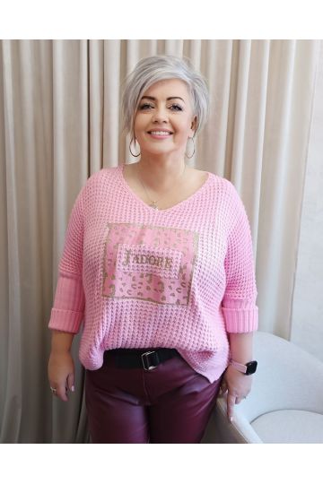 Dámský oversize svetr Zajda v   růžové barvě