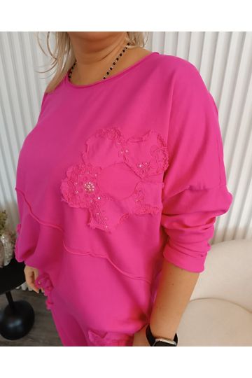 Dámský trendy komplet Caruso mikiny a kalhot v modré a růžové barvě