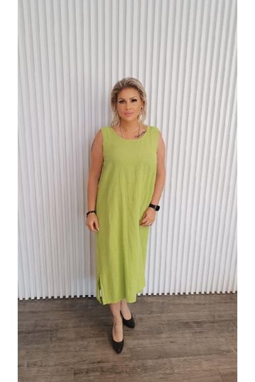 Dámské letní růžové a limetková dlouhé šaty Lina