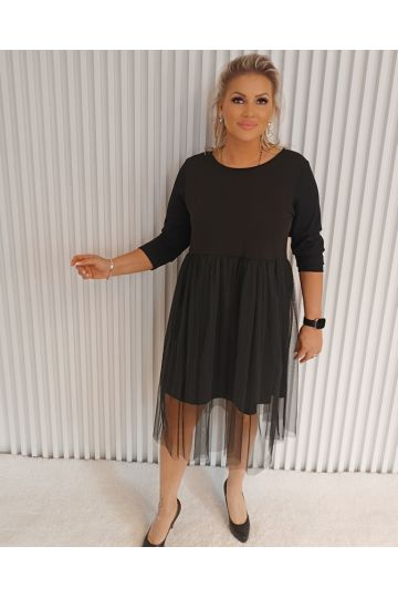 Dámské černé šaty s týlovou sukní Janiga