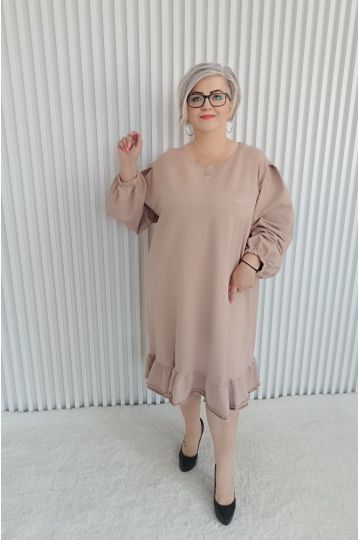 Dámské dlouhé oversize šaty Broňa pro baculky v starorůžová  barv