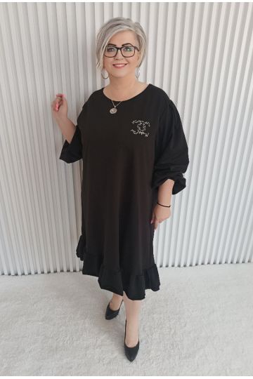 Dámské dlouhé oversize šaty Broňa pro baculky v černé barvě