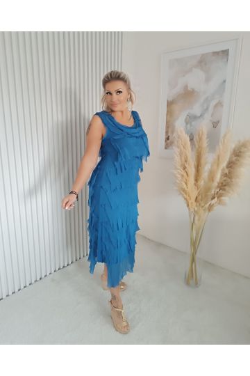 Dámské módní dlouhé letní šaty  Vesna ve světe modré barvě