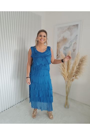 Dámské módní dlouhé letní šaty  Vesna ve světe modré barvě