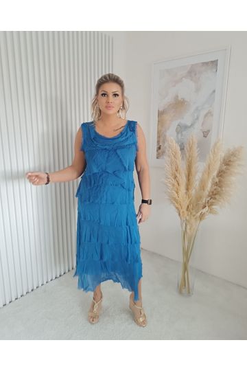 Dámské módní dlouhé letní šaty  Vesna ve světe modré barvě