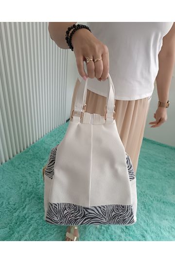 Dámský bílý batoh Venca se vzorem zebry