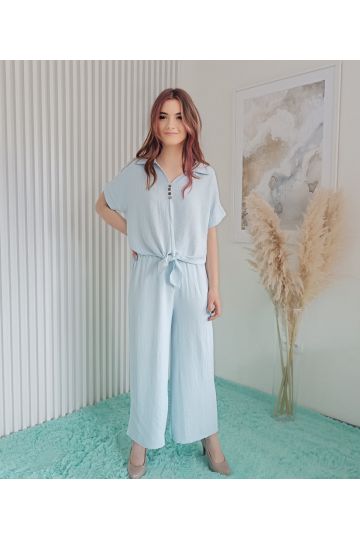 Dámská světle modrý komlet Nicole halenky a kalhot