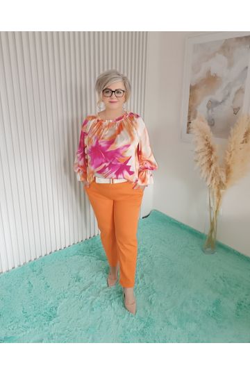 Dámské elastické kalhoty Lena  značky Livans v oranžové barvě