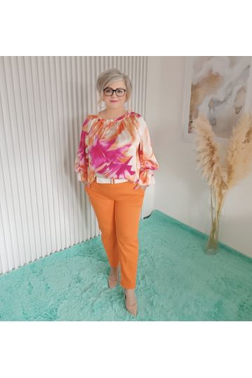 Dámské elastické kalhoty Lena  značky Livans v oranžové barvě