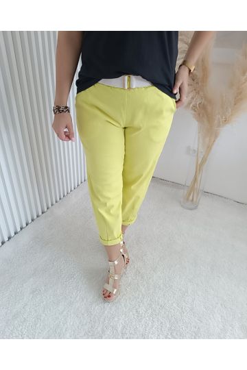 Dámské elastické kalhoty Lena  značky Livans ve žluté barvě