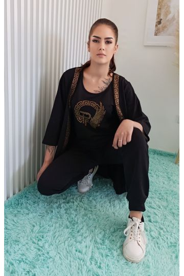 Dámský černý třídílný komplet Paparazzi fashion černé barvy