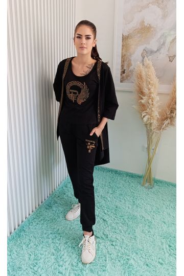 Dámský černý třídílný komplet Paparazzi fashion černé barvy