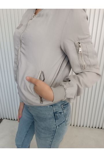 Dámská letní bunda Viktorie plátěného materiálu, šedý bomber styl