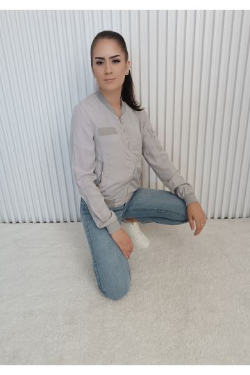 Dámská letní bunda Viktorie plátěného materiálu, šedý bomber styl