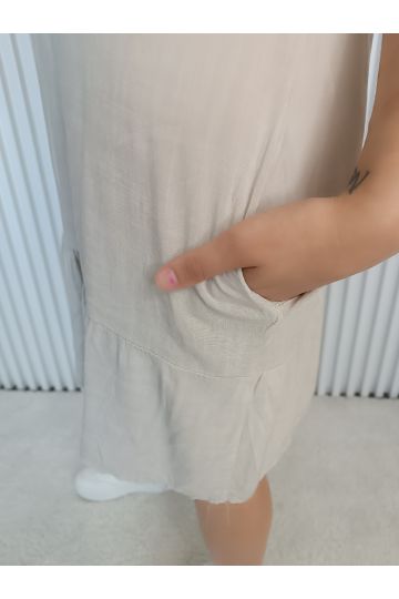 Dámská letní plátěné volné šaty Amelie s kapsami ve 3 barvách, italského stylu